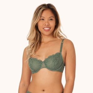 Lively Unlined Lace Bra, Sage, 32DD